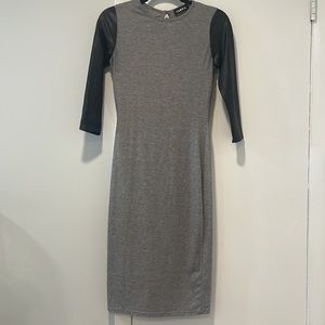Club L faux leather sleeve midi dress